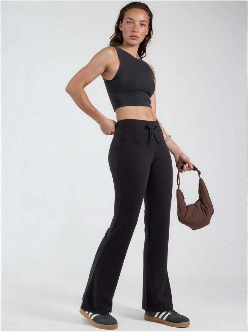 Pantalones de pernera acampanada con cintura elástica busem Negro - Kiabi