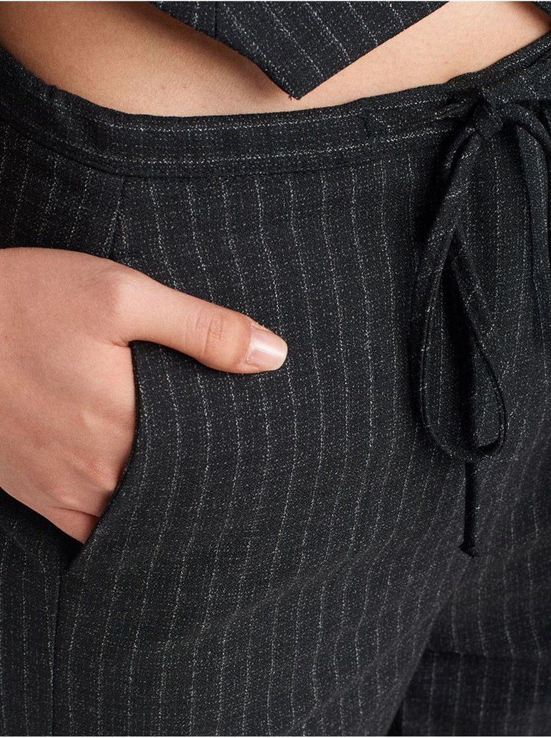 Pantalones de pernera ancha a rayas dilvin Negro - Kiabi