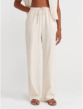 Pantalones de pernera ancha con cintura de cordón ajustable dilvin