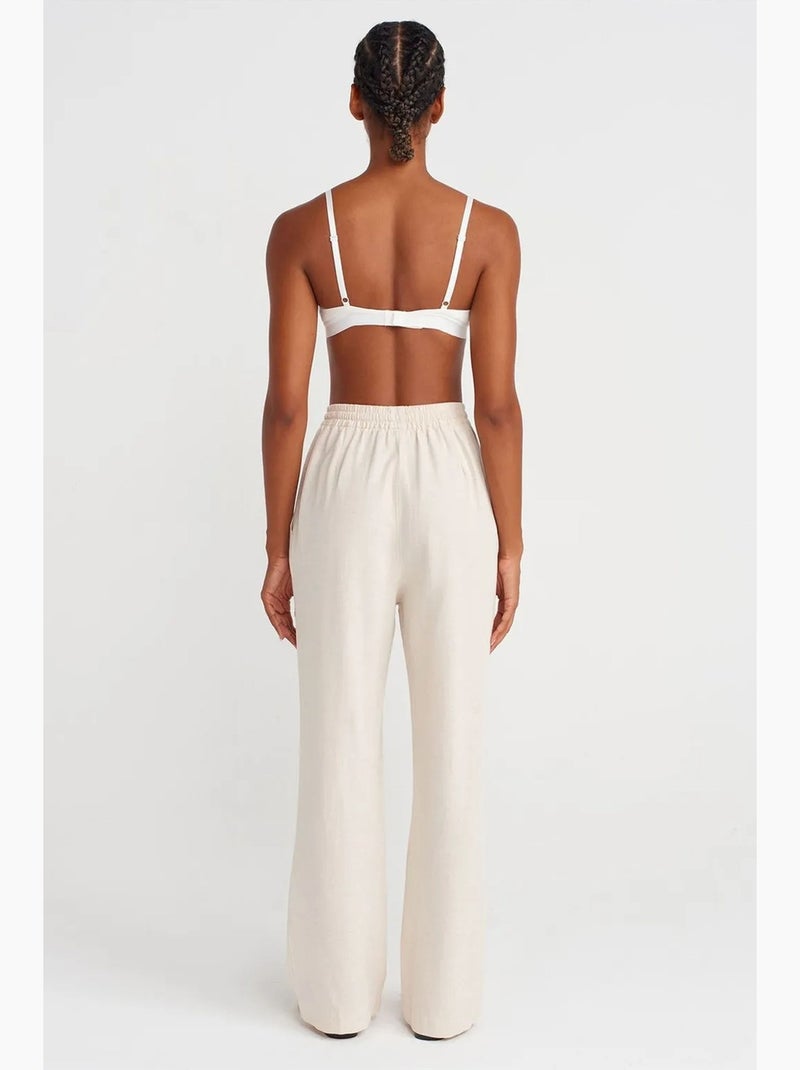 Pantalones de pernera ancha con cintura de cordón ajustable dilvin Beige natural - Kiabi