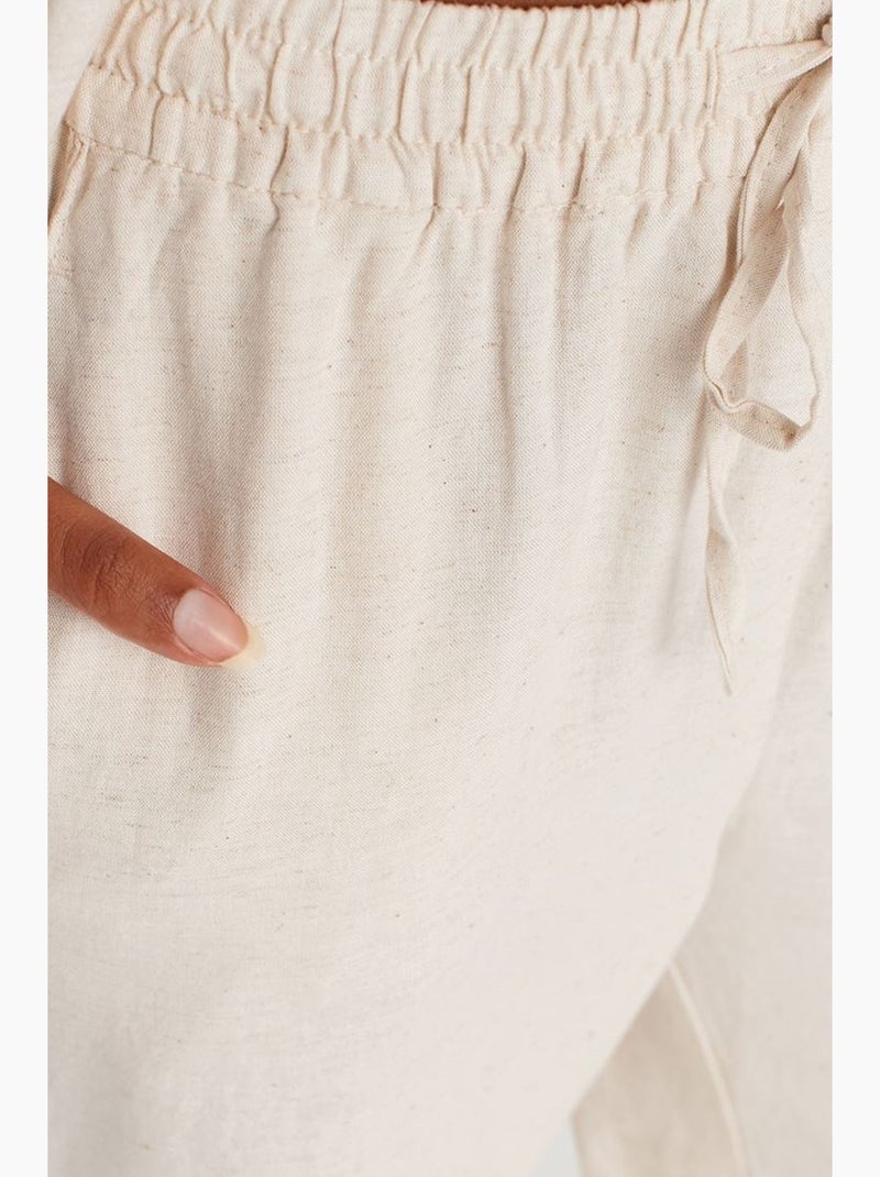 Pantalones de pernera ancha con cintura de cordón ajustable dilvin Beige natural - Kiabi