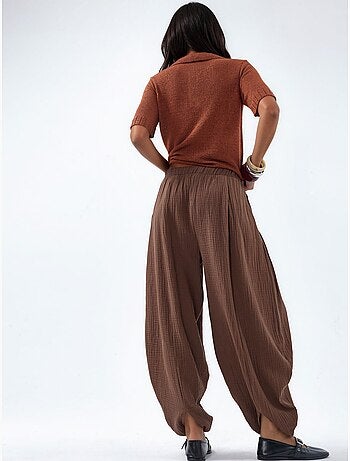 Pantalones de pernera ancha con cintura elástica busem