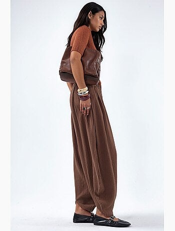 Pantalones de pernera ancha con cintura elástica busem