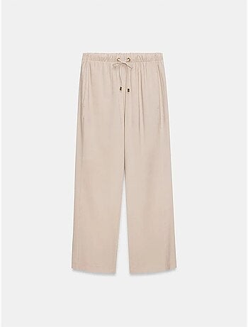 Pantalones de pernera ancha con cintura elástica y cordón ajustable dilvin