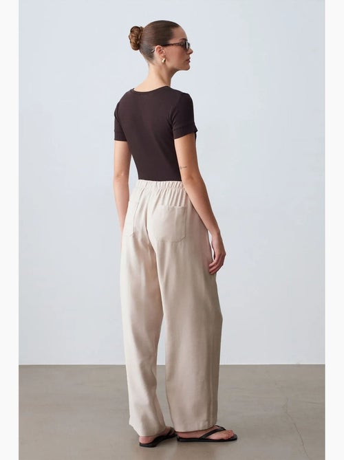 Pantalones de pernera ancha con cintura elástica y cordón ajustable dilvin - Kiabi