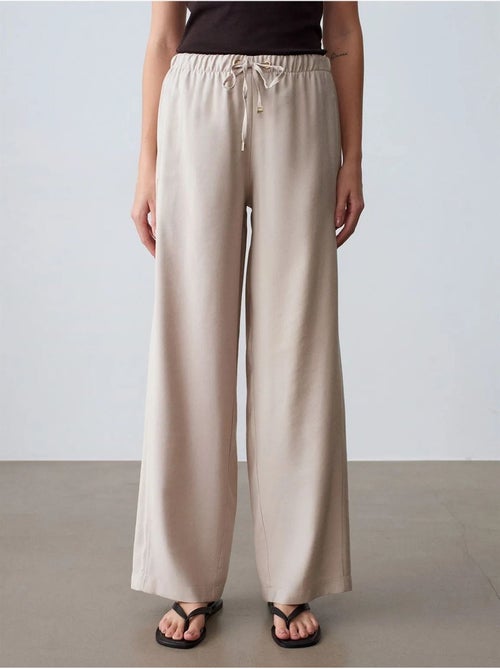 Pantalones de pernera ancha con cintura elástica y cordón ajustable dilvin - Kiabi