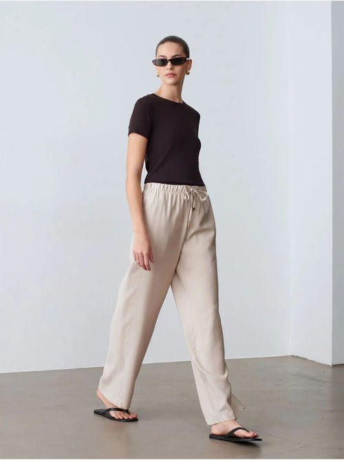 Pantalones de pernera ancha con cintura elástica y cordón ajustable dilvin - Kiabi