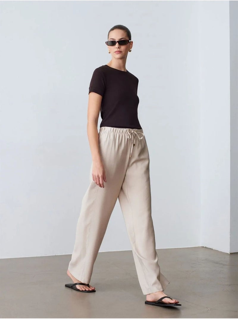 Pantalones de pernera ancha con cintura elástica y cordón ajustable dilvin Arena - Kiabi