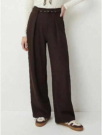 Pantalones de pernera ancha con pinzas y cinturón istanbul