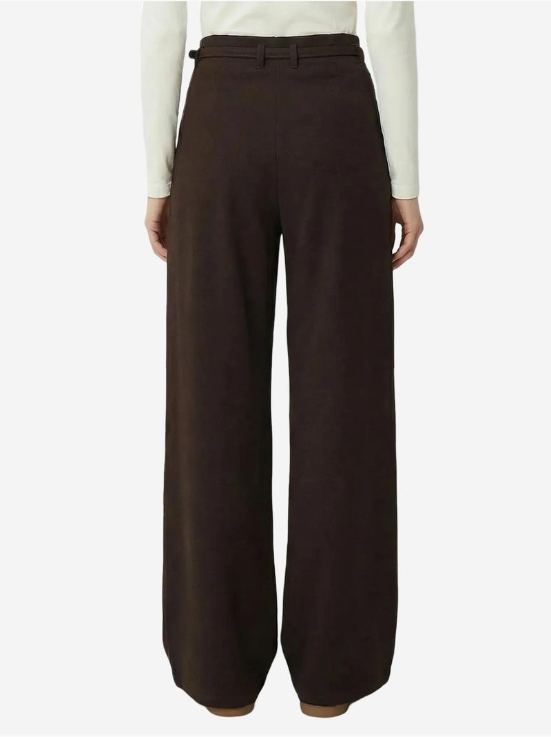 Pantalones de pernera ancha con pinzas y cinturón istanbul Marrón chocolate - Kiabi