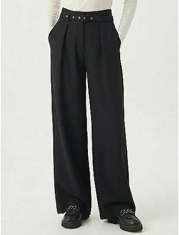 Pantalones de pernera ancha con pinzas y cinturón istanbul