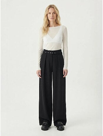 Pantalones de pernera ancha con pinzas y cinturón istanbul