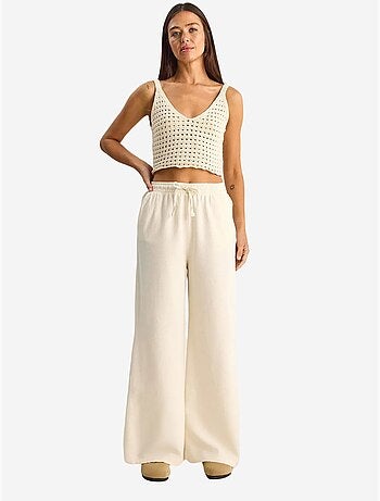 Pantalones de pernera ancha de algodón con cordón en la cintura lucci