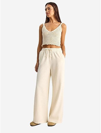 Pantalones de pernera ancha de algodón con cordón en la cintura lucci