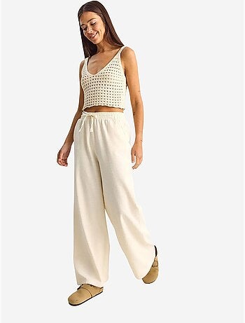 Pantalones de pernera ancha de algodón con cordón en la cintura lucci