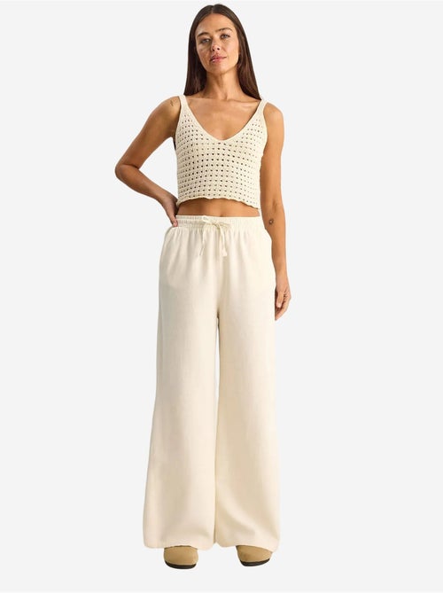 Pantalones de pernera ancha de algodón con cordón en la cintura lucci - Kiabi Pantalones de pernera ancha de algodón con cordón en la cintura lucci - Kiabi
