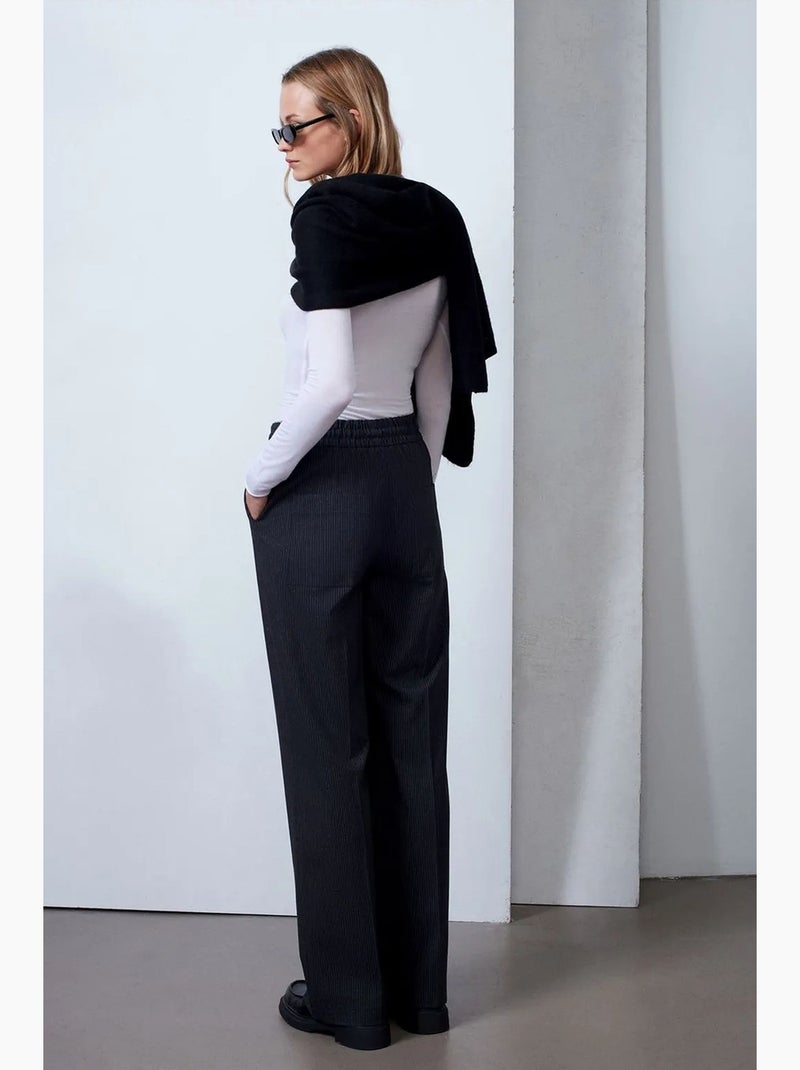 Pantalones de pernera ancha pull-on dilvin Gris negro - Kiabi