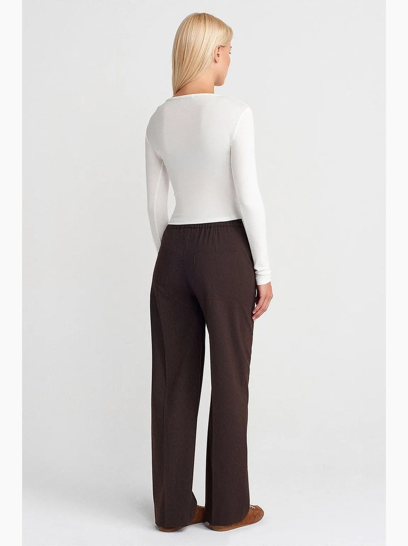Pantalones de pernera ancha pull-on dilvin Marrón chocolate - Kiabi