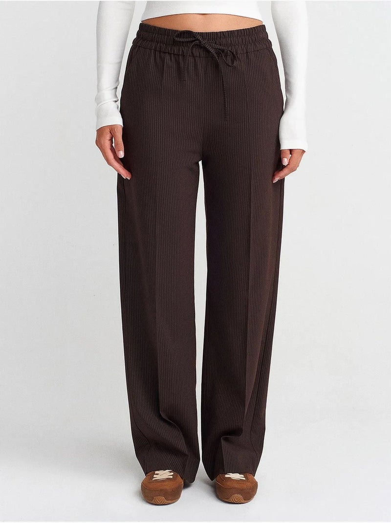 Pantalones de pernera ancha pull-on dilvin Marrón chocolate - Kiabi