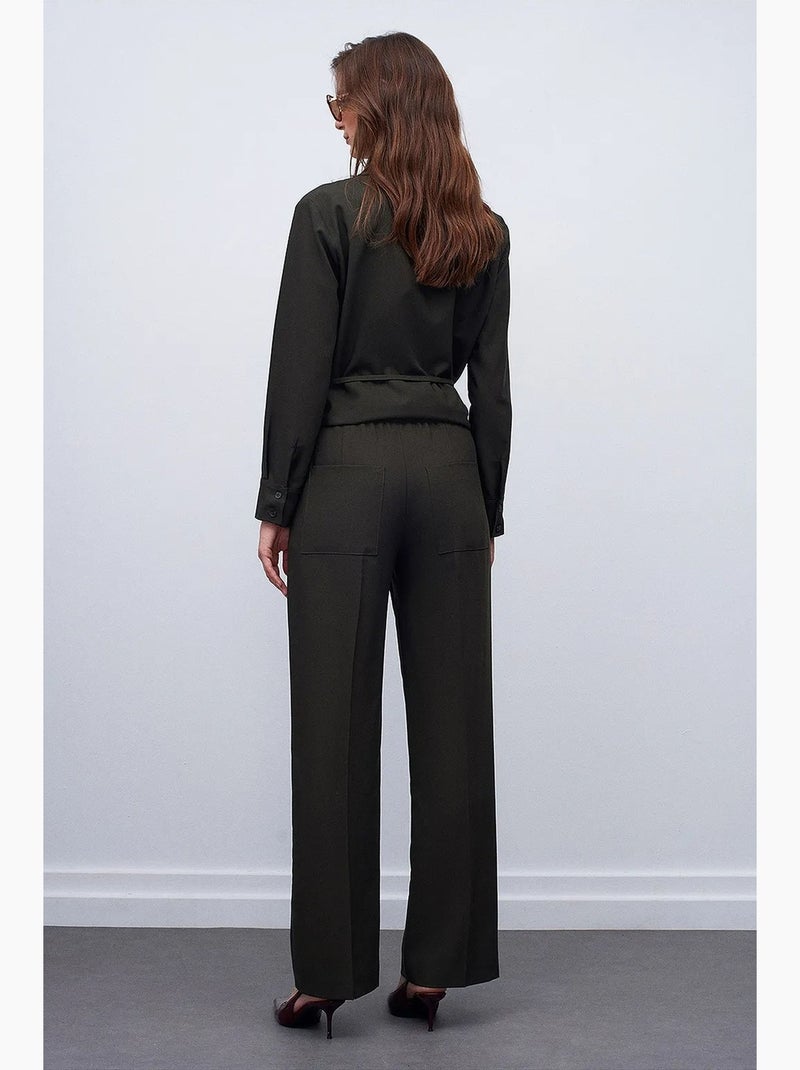 Pantalones de pernera ancha pull-on dilvin Verde caqui - Kiabi