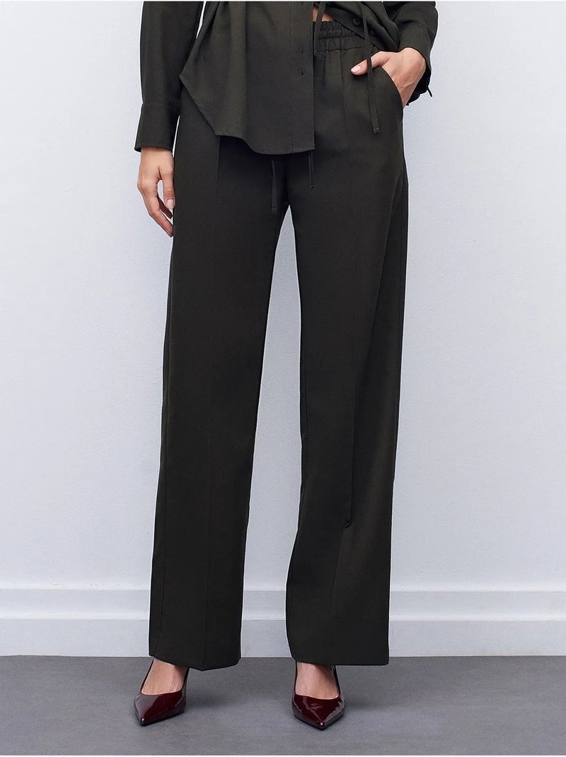Pantalones de pernera ancha pull-on dilvin Verde caqui - Kiabi