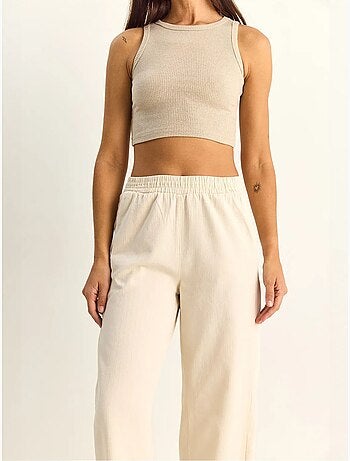 Pantalones de pernera recta con cintura elástica y bolsillos lucci