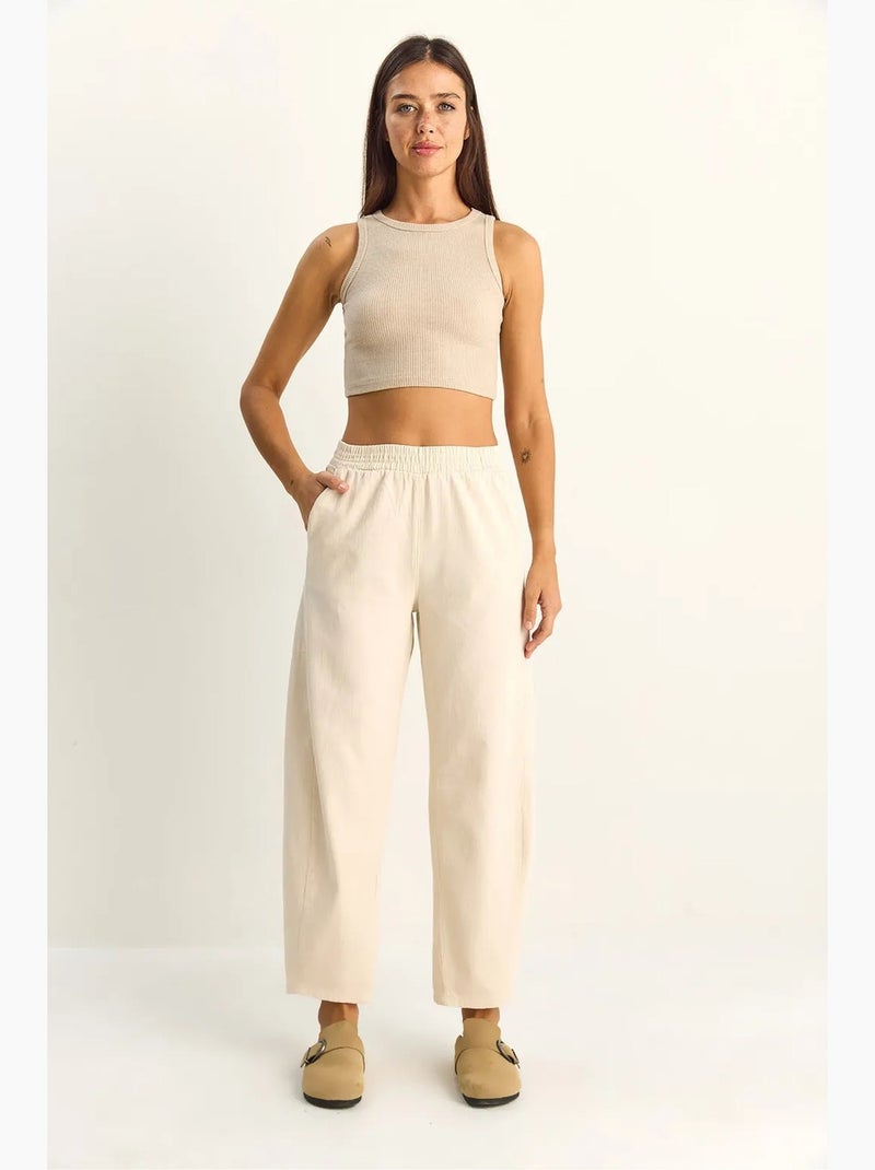 Pantalones de pernera recta con cintura elástica y bolsillos lucci Crema - Kiabi