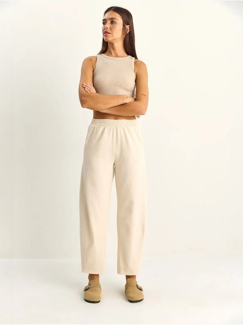 Pantalones de pernera recta con cintura elástica y bolsillos lucci Crema - Kiabi