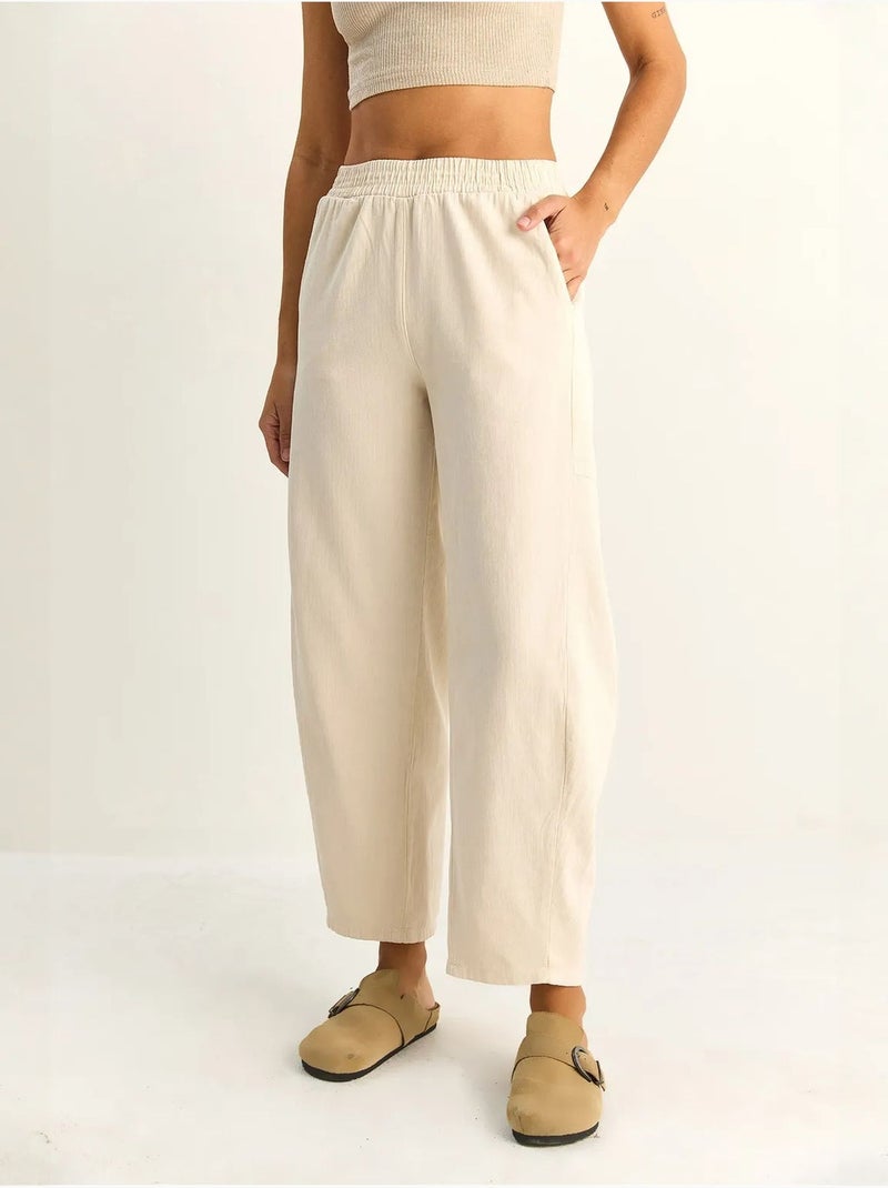Pantalones de pernera recta con cintura elástica y bolsillos lucci Crema - Kiabi