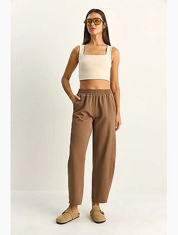 Pantalones de pernera recta con cintura elástica y bolsillos lucci