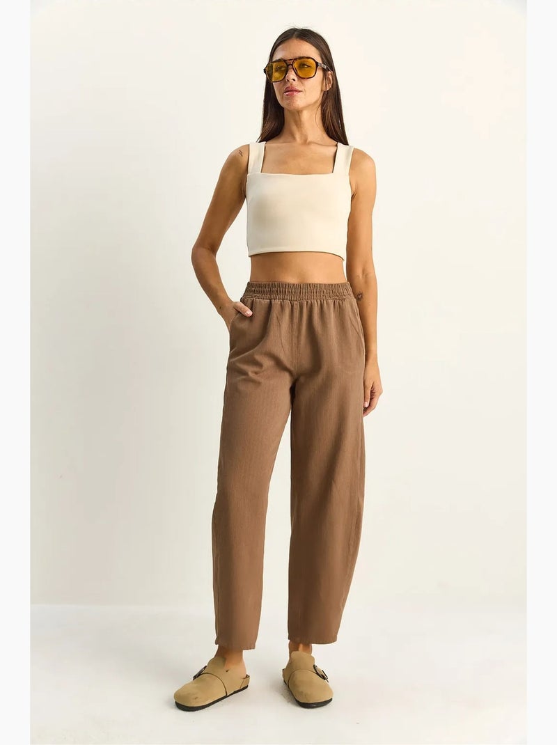 Pantalones de pernera recta con cintura elástica y bolsillos lucci Marrón claro - Kiabi