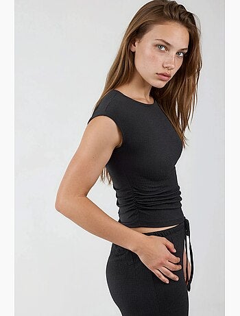 Pantalones de pierna ancha con cintura de cordón busem