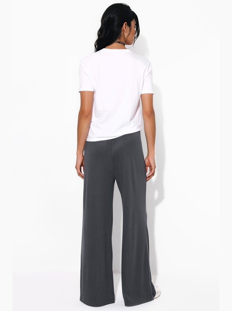 Pantalones de pierna ancha con cordón busem Gris negro - Kiabi