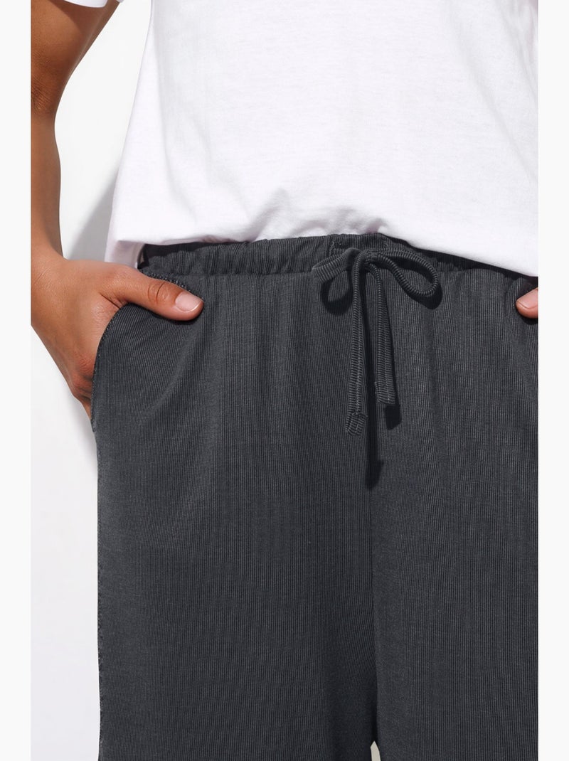 Pantalones de pierna ancha con cordón busem Gris negro - Kiabi