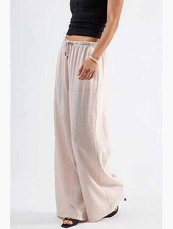 Pantalones de pierna ancha con cordón y bolsillos busem