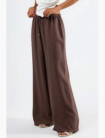 Pantalones de pierna ancha con cordón y bolsillos busem