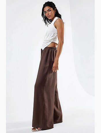 Pantalones de pierna ancha con cordón y bolsillos busem
