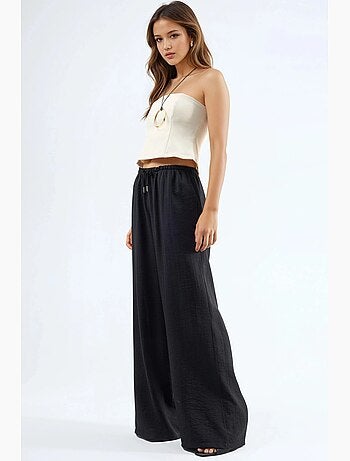 Pantalones de pierna ancha con cordón y bolsillos busem
