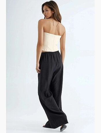 Pantalones de pierna ancha con cordón y bolsillos busem