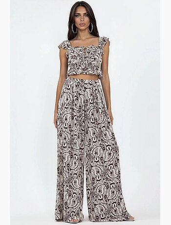 Pantalones de pierna ancha con estampado de cachemira busem