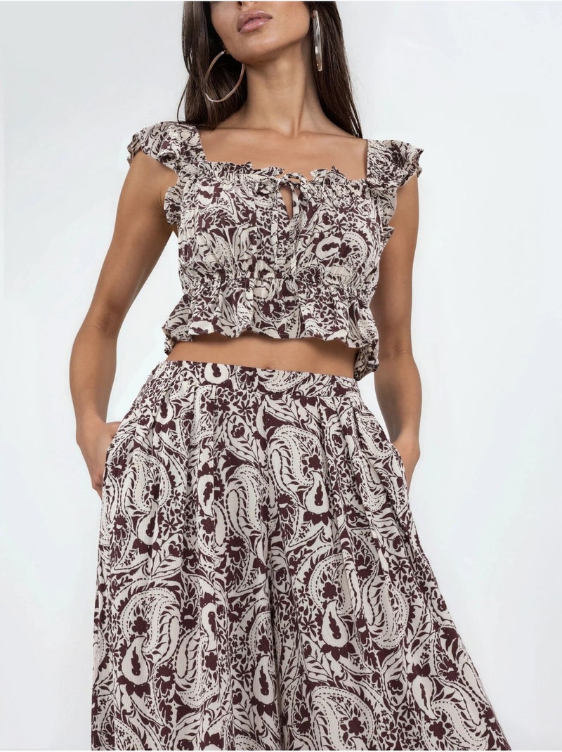 Pantalones de pierna ancha con estampado de cachemira busem Multicolor - Kiabi