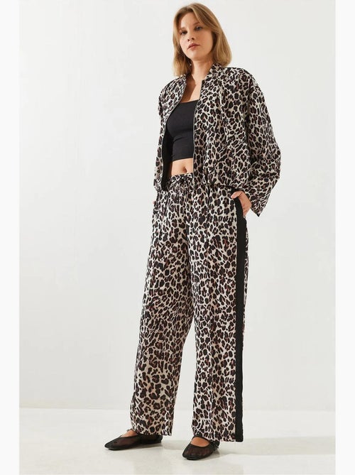 Pantalones de pierna ancha con estampado de leopardo y cintura alta lucci - Kiabi