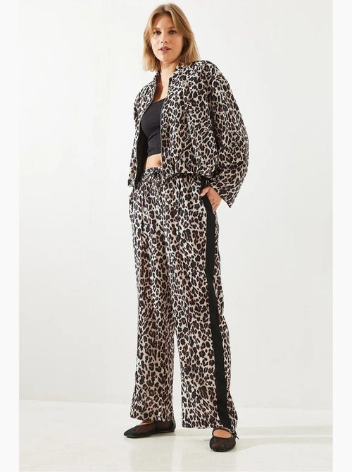 Pantalones de pierna ancha con estampado de leopardo y cintura alta lucci - Kiabi