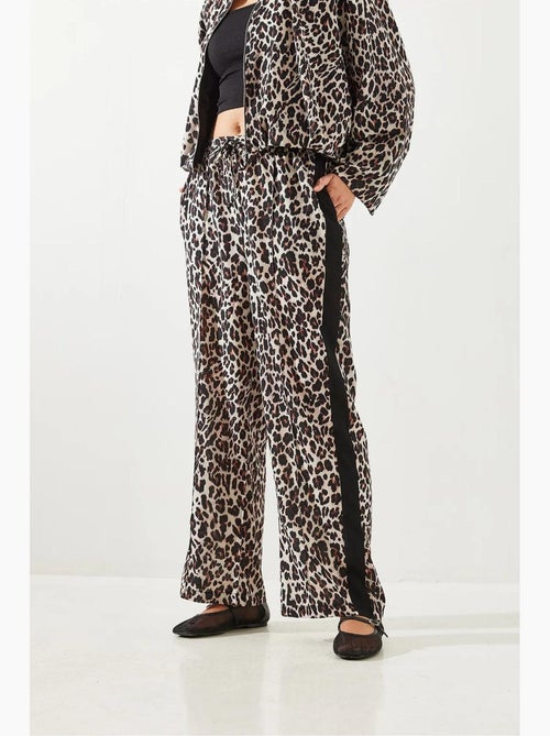 Pantalones de pierna ancha con estampado de leopardo y cintura alta lucci - Kiabi