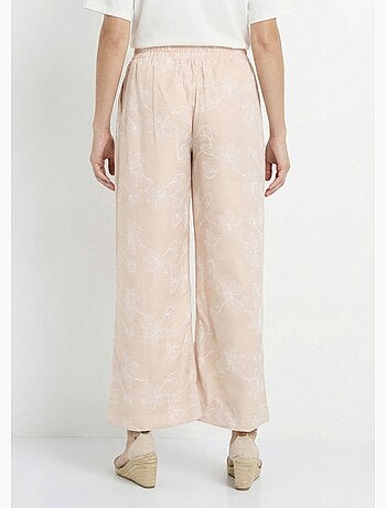 Pantalones de pierna ancha con estampados florales. - Afibel