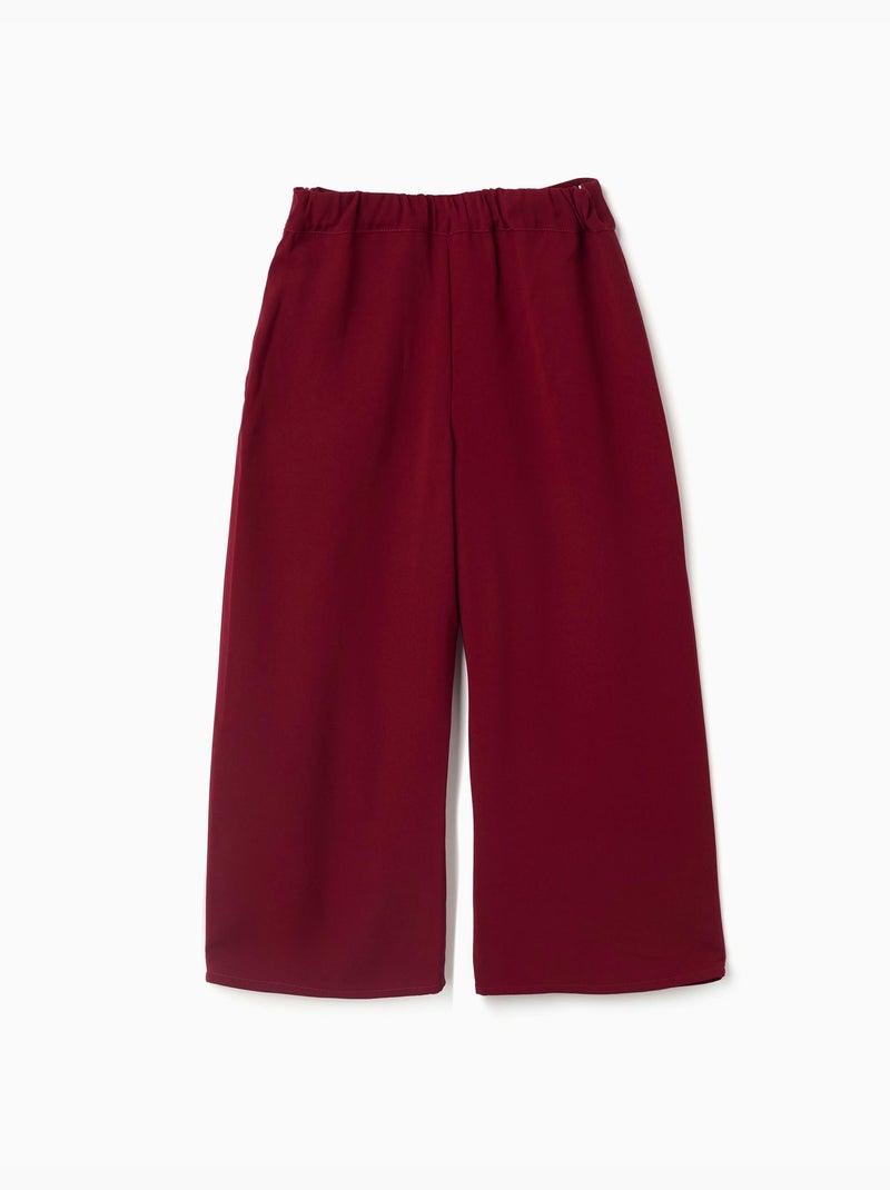 Pantalones de pierna ancha con pliegues Rojo oscuro - Kiabi