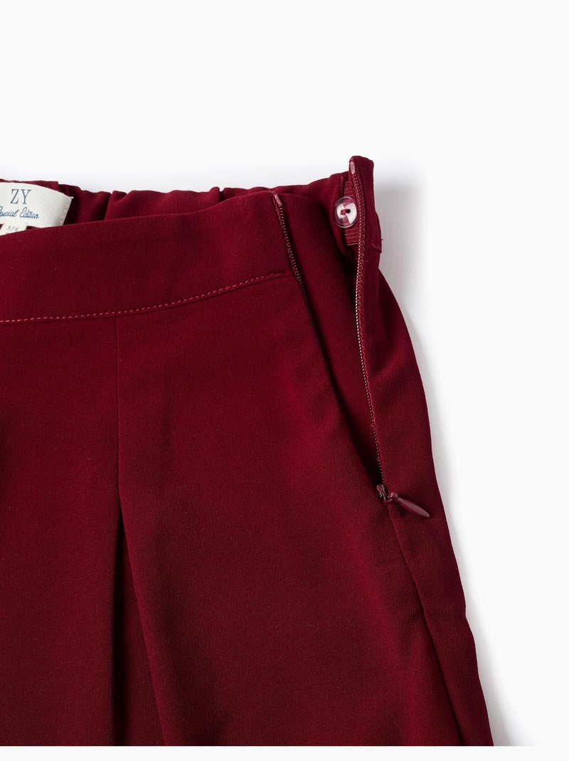 Pantalones de pierna ancha con pliegues Rojo oscuro - Kiabi