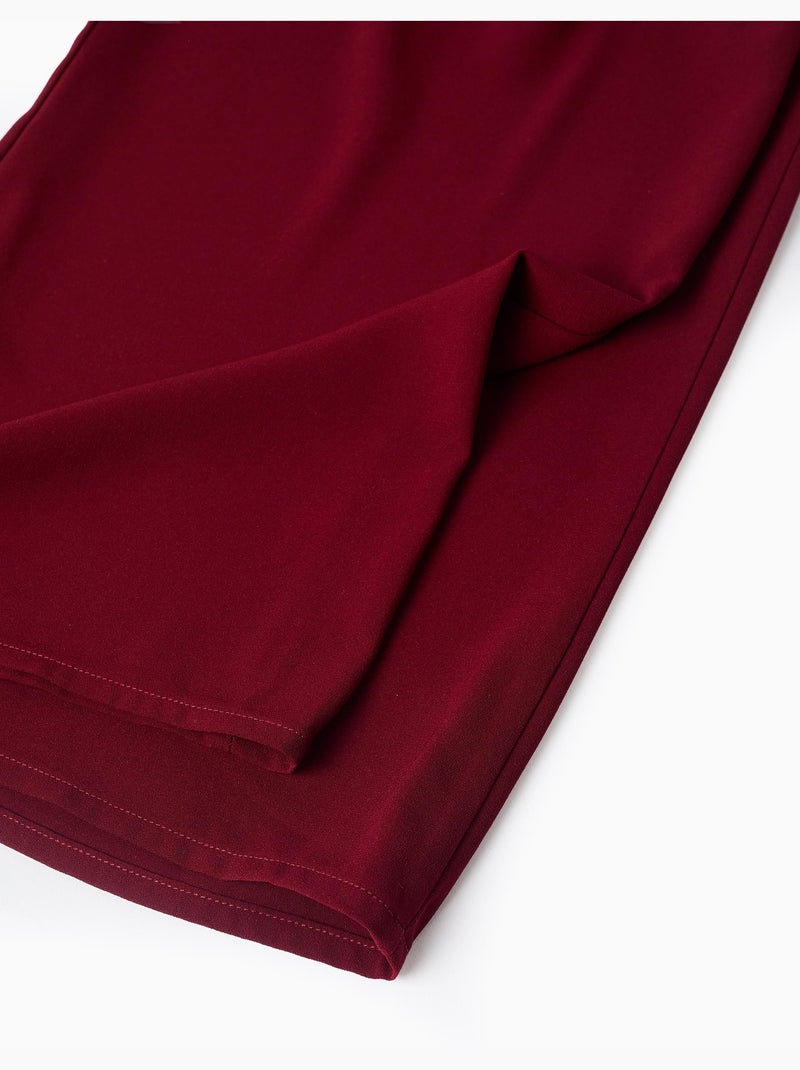 Pantalones de pierna ancha con pliegues Rojo oscuro - Kiabi