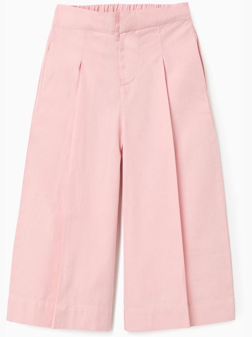 Pantalones de pierna ancha de popelín con pliegues delanteros - Kiabi