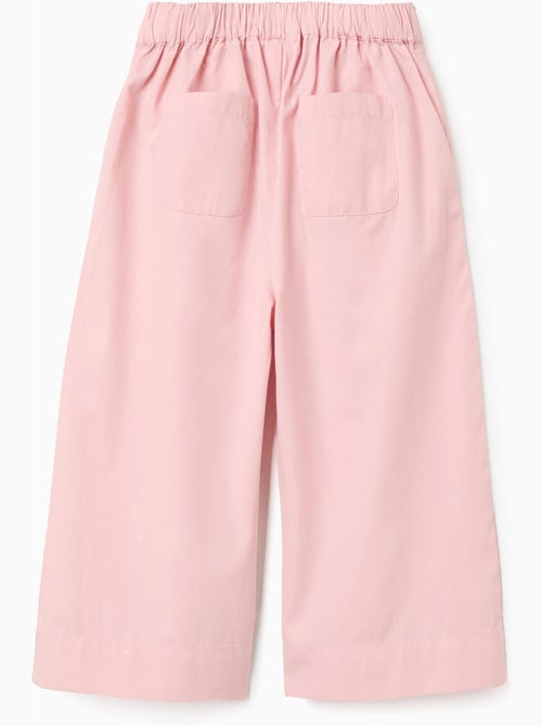Pantalones de pierna ancha de popelín con pliegues delanteros - Kiabi